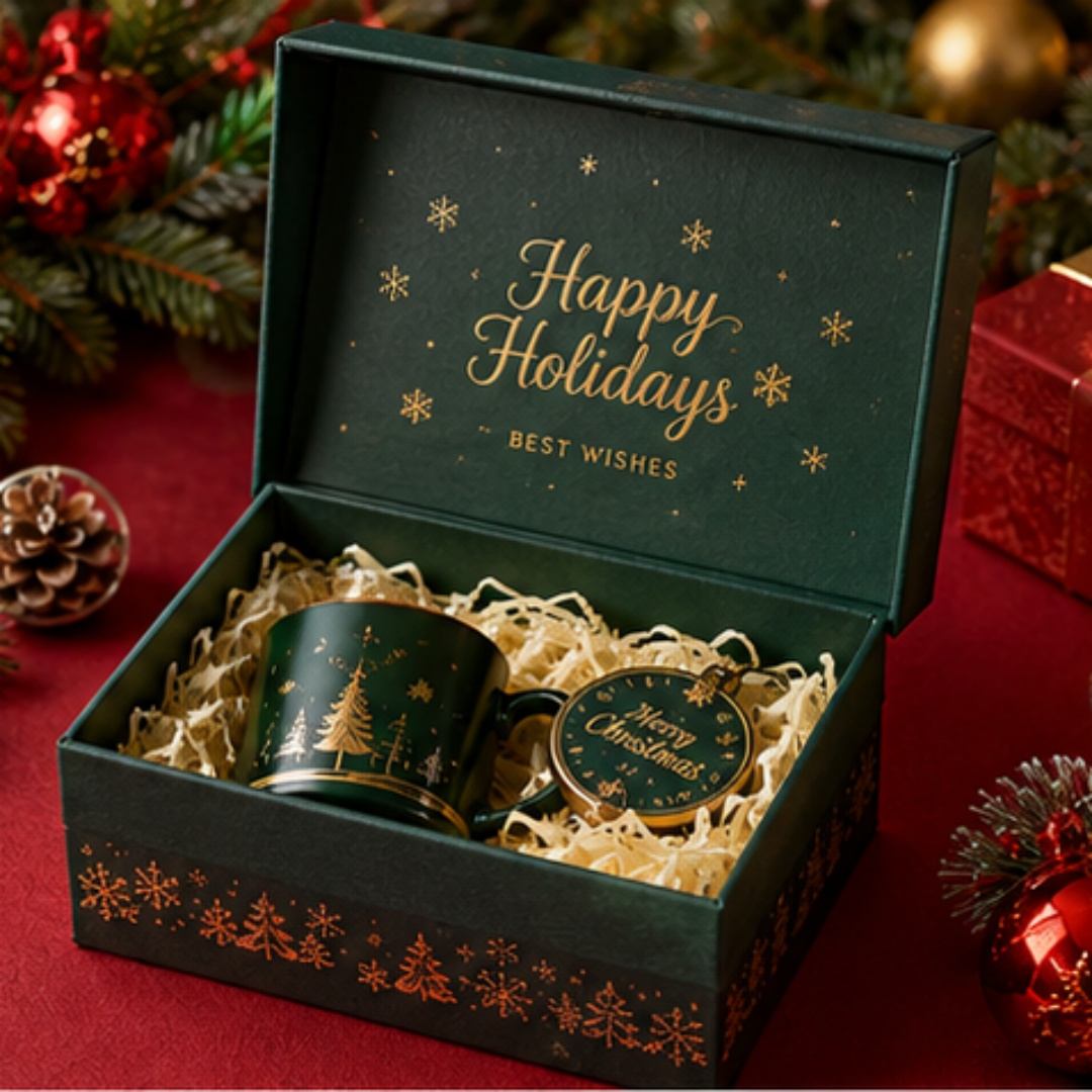 Custom Rigid Gift Box For Holiday Mug Gift Set