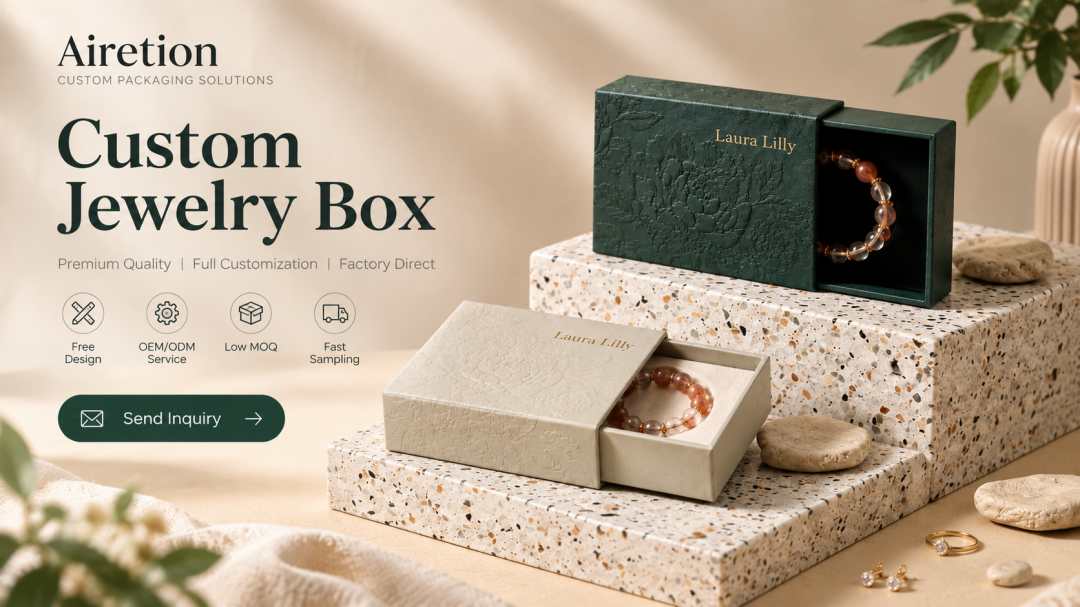 Embossed PU slide drawer jewelry box for bracelet packaging