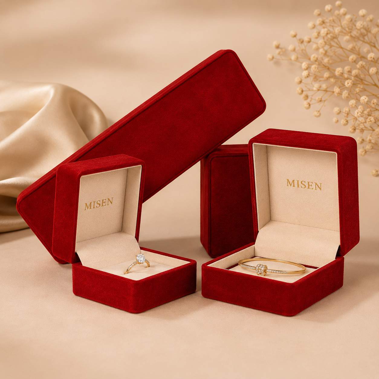 Velvet lined jewelry box custom printed
